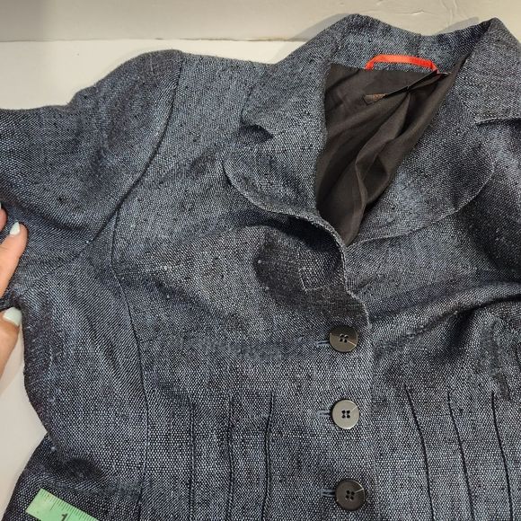 NINA MCLEMORE blue 100% textured silk blazer jacket size 6 - Picture 8 of 14